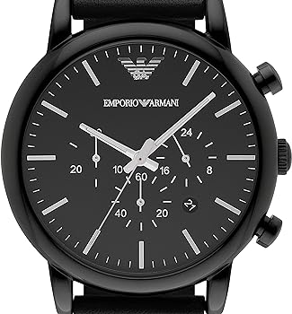  Shop Authentic Emporio Armani Dress Chronograph Black Dial Black Leather Strap Watch For Men - AR1918 - Luxxuri