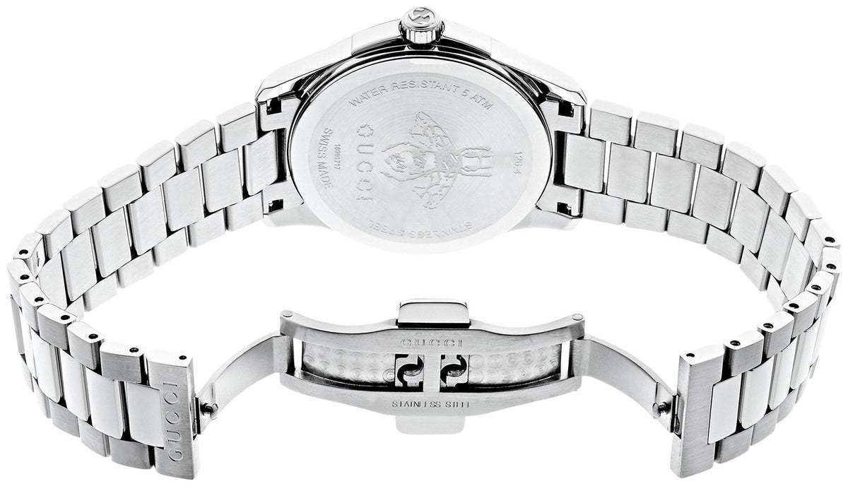  Shop Authentic Gucci G Timeless Black Dial Silver Steel Strap Watch For Women - YA1264029 - Luxxuri
