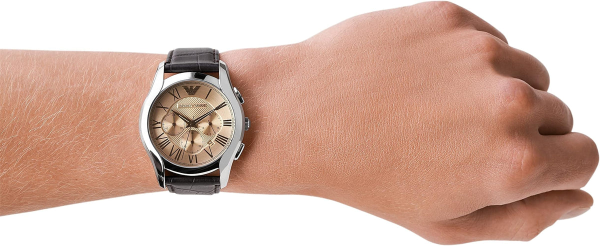  Shop Authentic Emporio Armani Valente Chronograph Brown Dial Brown Leather Strap Watch For Men - AR1785 - Luxxuri