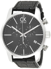  Shop Authentic Calvin Klein City Chronograph Black Dial Black Leather Strap Watch for Men - K2G271C3 - Luxxuri