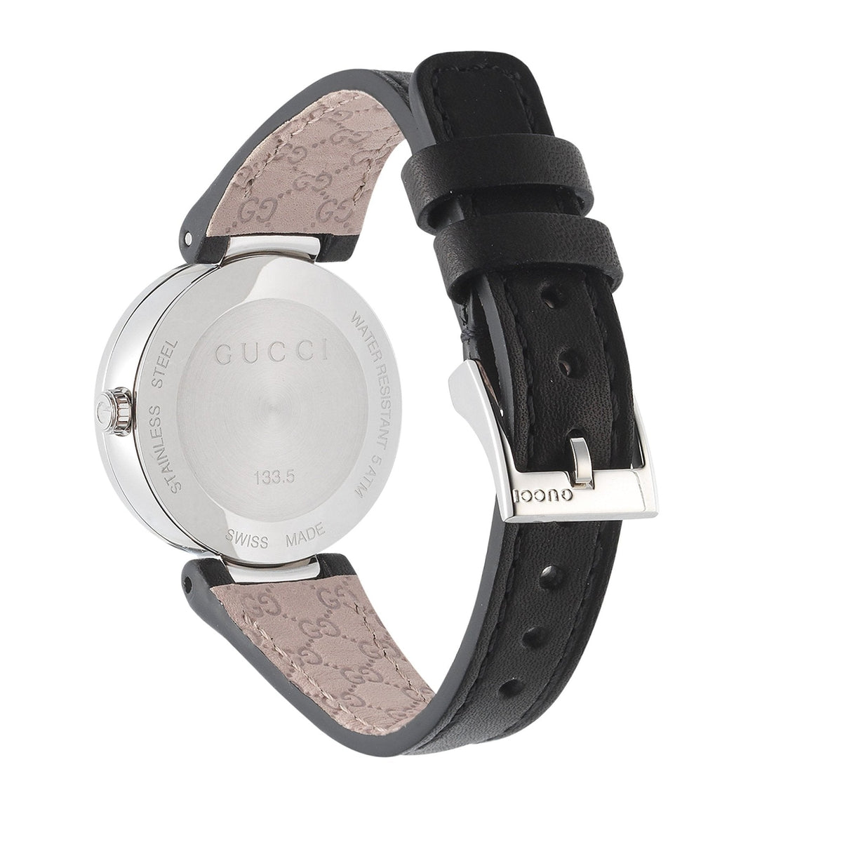  Shop Authentic Gucci G Interlocking Black Dial Black Leather Strap Watch For Women - YA133501 - Luxxuri