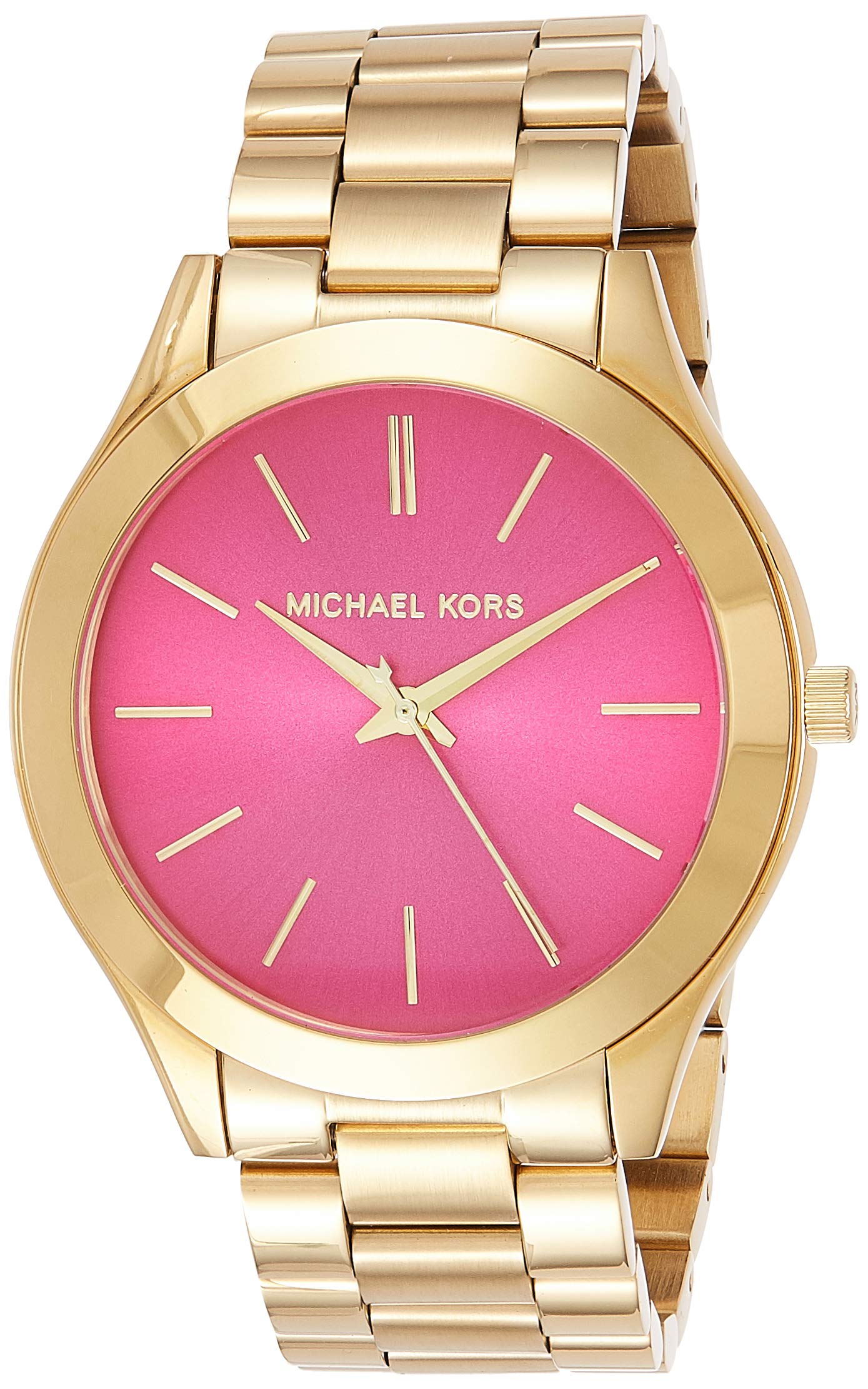  Shop Authentic Michael Kors Slim Runway Pink Dial Rose Gold Steel Strap Watch for Women - MK3264 - Luxxuri