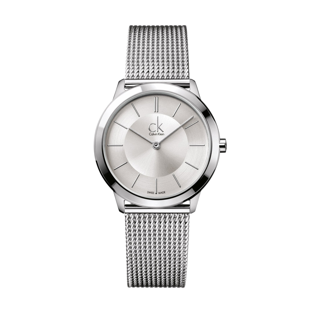  Shop Authentic Calvin Klein Minimal White Dial Silver Mesh Bracelet Watch for Men - K3M22126 - Luxxuri