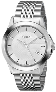  Shop Authentic Gucci G Timeless Silver Dial Silver Steel Strap Watch For Men - YA126401 - Luxxuri