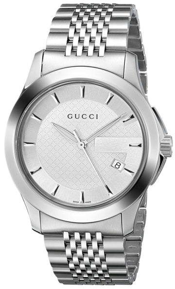  Shop Authentic Gucci G Timeless Silver Dial Silver Steel Strap Watch For Men - YA126401 - Luxxuri