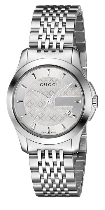  Shop Authentic Gucci G Timeless Silver Dial Silver Steel Strap Watch For Women - YA126501 - Luxxuri