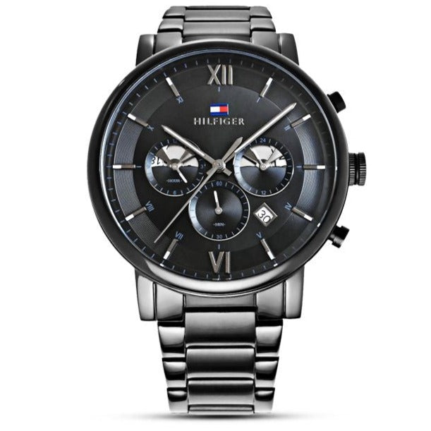  Shop Authentic Tommy Hilfiger Evan Chronograph Quartz Black Dial Black Steel Strap Watch For Men - 1710410 - Luxxuri