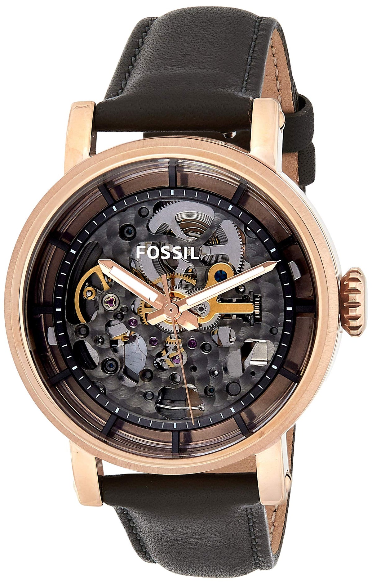  Shop Authentic Fossil Boyfriend Automatic Skeleton Grey Dial Grey Leather Strap Watch for Women - ME3089 - Luxxuri