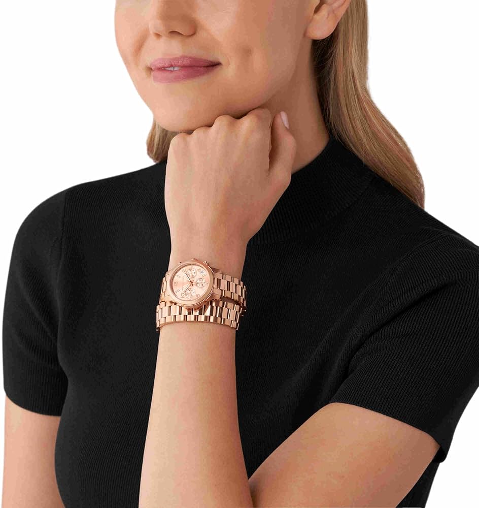  Shop Authentic Michael Kors Runway Chronograph Analog Rose Gold Dial Rose Gold Steel Strap Watch for Women - MK7453 - Luxxuri
