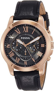  Shop Authentic Fossil Grant Chronograph Grey Dial Black Leather Strap Watch for Men - FS5085 - Luxxuri