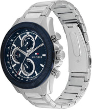  Shop Authentic Tommy Hilfiger Clark Chronograph Blue Dial Silver Steel Strap Watch For Men - 1792080 - Luxxuri