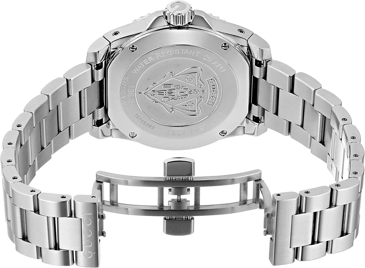  Shop Authentic Gucci Dive Quartz Black Dial Silver Steel Strap Watch For Men - YA136301 - Luxxuri