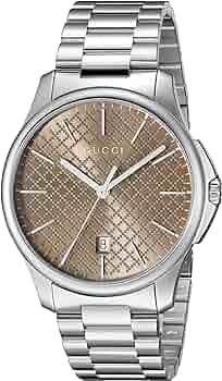  Shop Authentic Gucci G Timeless Quartz Brown Dial Silver Steel Strap Watch for Men - YA126317 - Luxxuri