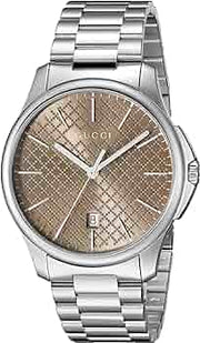  Shop Authentic Gucci G Timeless Quartz Brown Dial Silver Steel Strap Watch for Men - YA126317 - Luxxuri