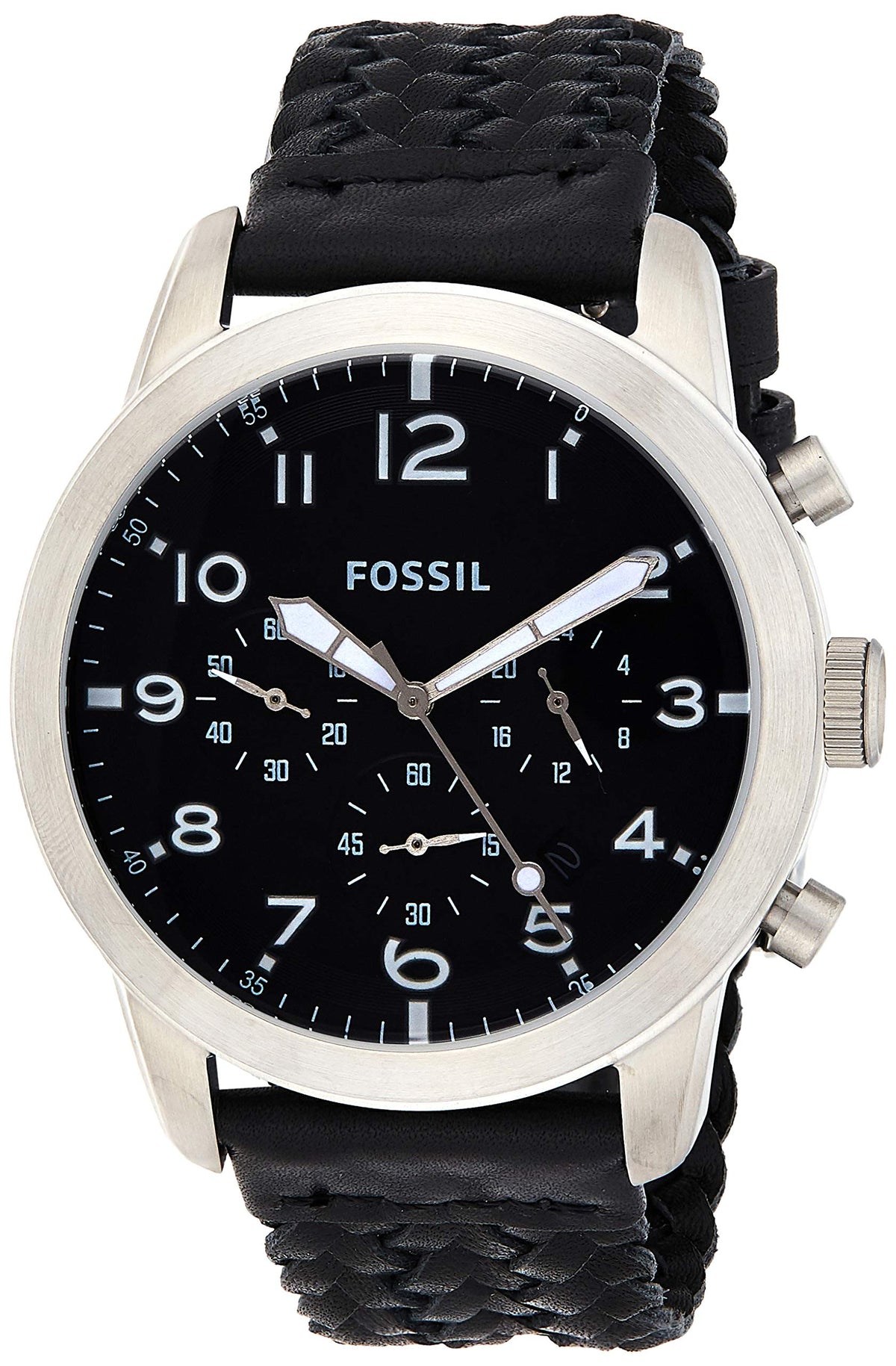  Shop Authentic Fossil Pilot 54 Chronograph Black Dial Black Leather Strap Watch for Men - FS5181 - Luxxuri