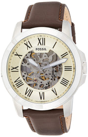  Shop Authentic Fossil Grant Automatic White Dial Brown Leather Strap Watch for Men - ME3052 - Luxxuri