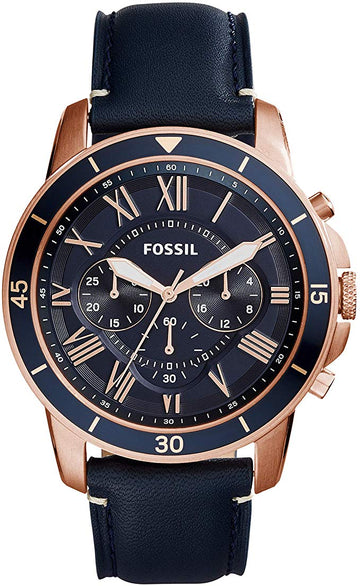  Shop Authentic Fossil Grant Sport Chronograph Blue Dial Blue Leather Strap Watch for Men - FS5237 - Luxxuri