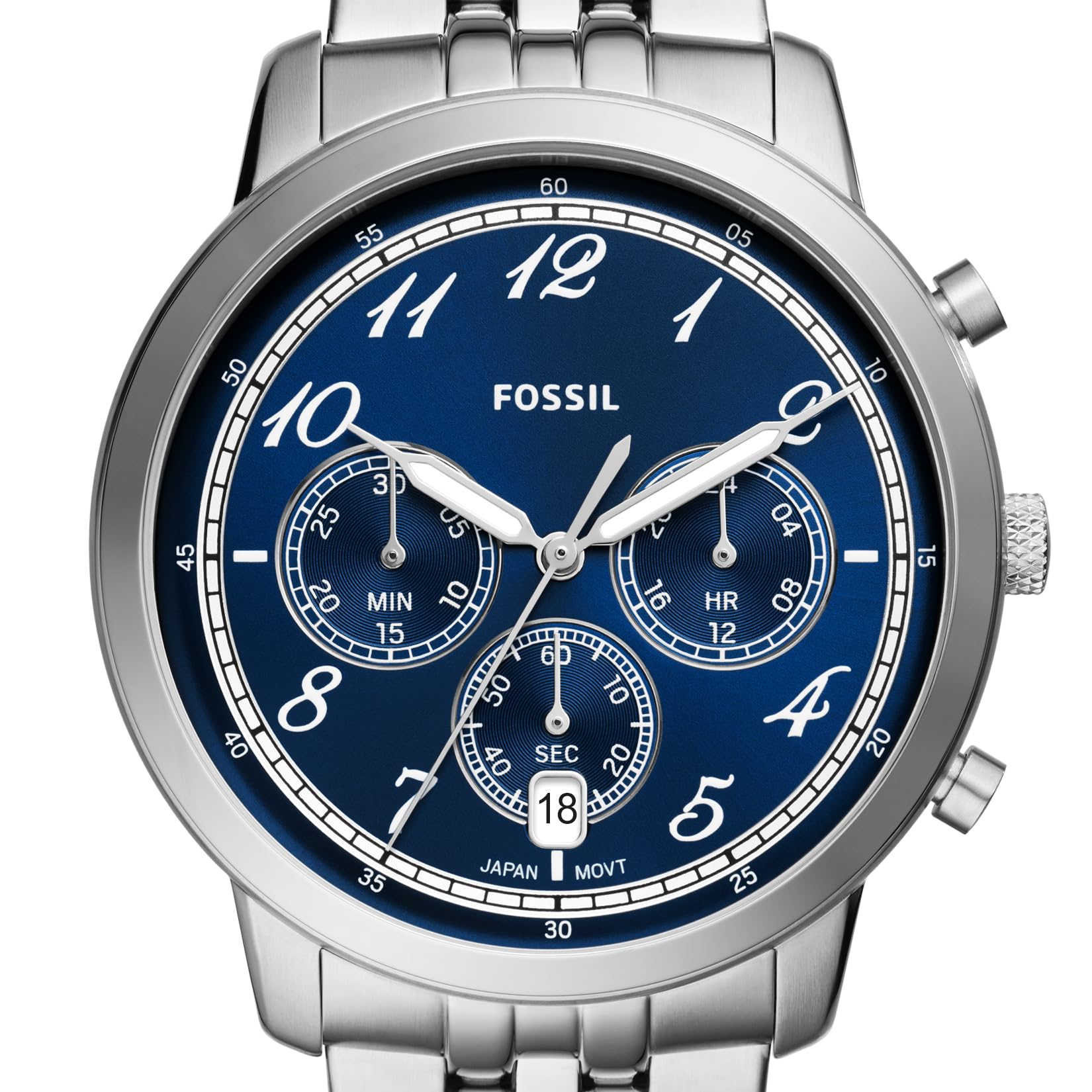  Shop Authentic Fossil Neutra Chronograph Blue Dial Silver Steel Strap Watch for Men - FS6025 - Luxxuri