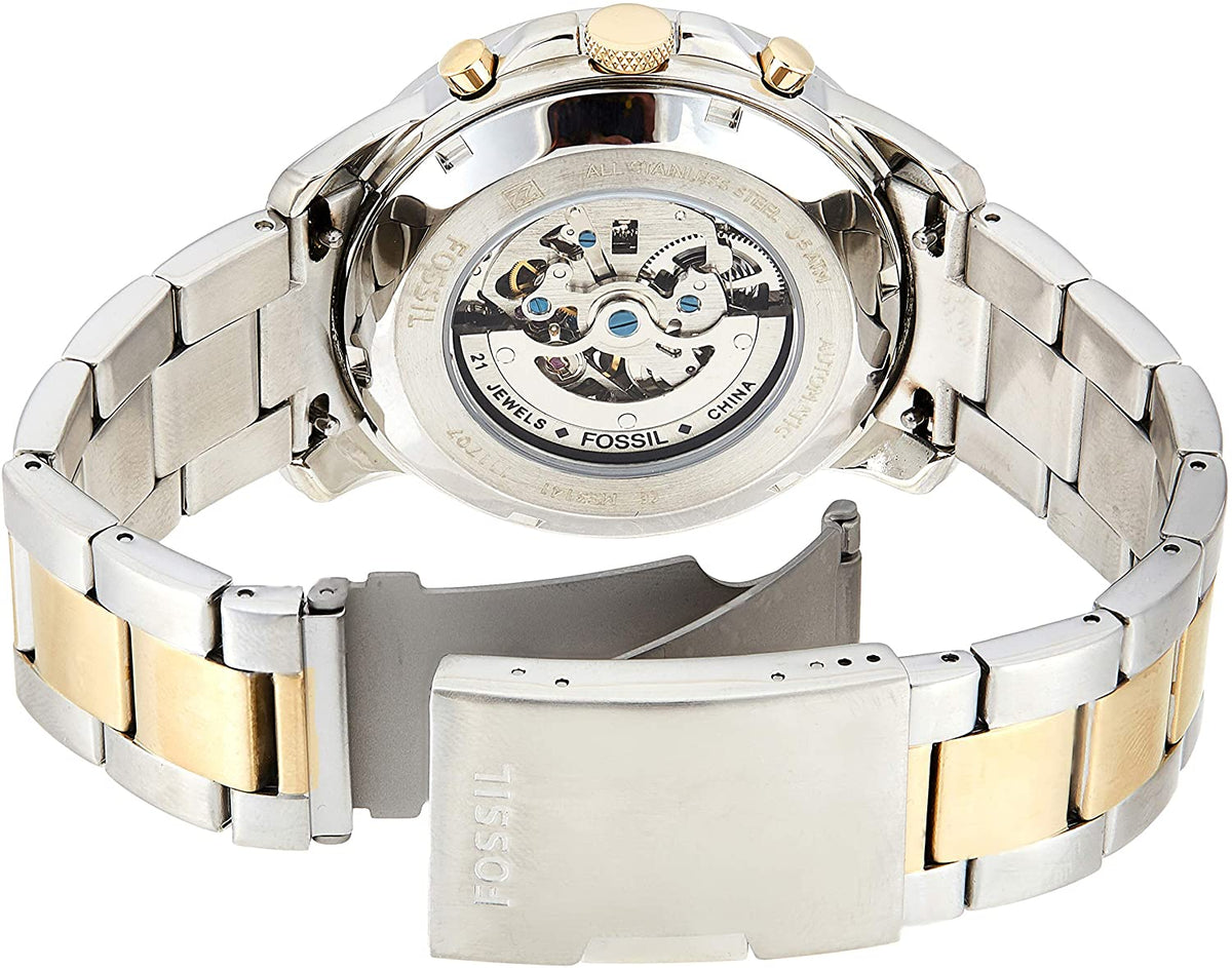  Shop Authentic Fossil Grant Sport Automatic Skeleton Blue Dial Two Tone Steel Strap Watch for Men - ME3141 - Luxxuri