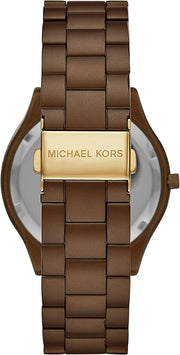  Shop Authentic Michael Kors Slim Runway Brown Dial Brown Steel Strap Watch For Women - MK4508 - Luxxuri