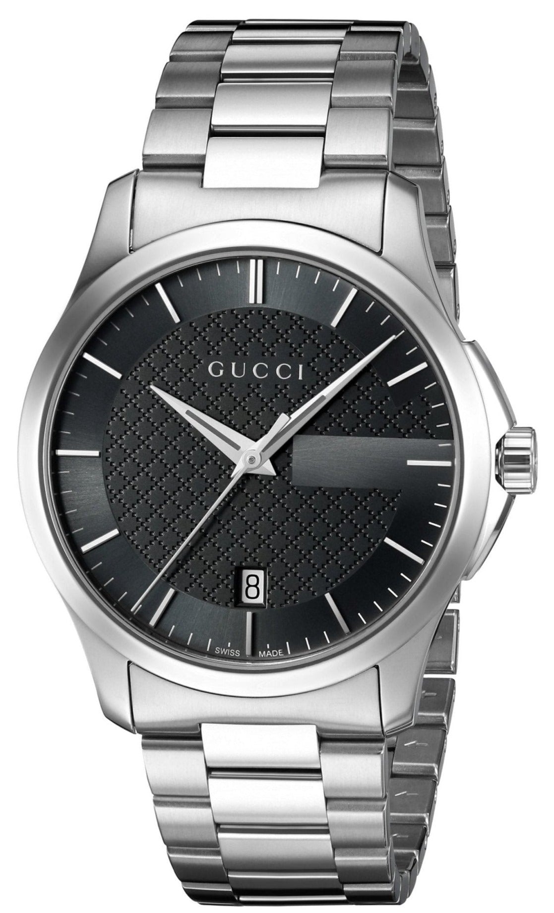  Shop Authentic Gucci G Timeless Black Dial Silver Steel Strap Unisex Watch - YA126457 - Luxxuri