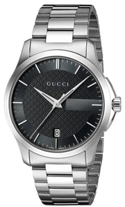  Shop Authentic Gucci G Timeless Black Dial Silver Steel Strap Unisex Watch - YA126457 - Luxxuri