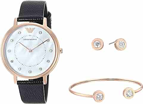  Shop Authentic Emporio Armani Kappa Mother of Pearl Dial Black Leather Strap Watch For Women - AR80011 - Luxxuri