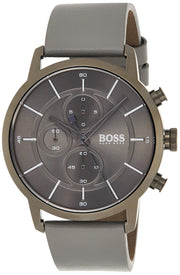  Shop Authentic Hugo Boss Architectural Grey Dial Grey Leather Strap Watch for Men - 1513570 - Luxxuri