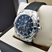  Shop Authentic Tag Heuer Aquaracer Chronograph Black Dial Black Rubber Strap Watch for Men - CAY1110.FT6041 - Luxxuri