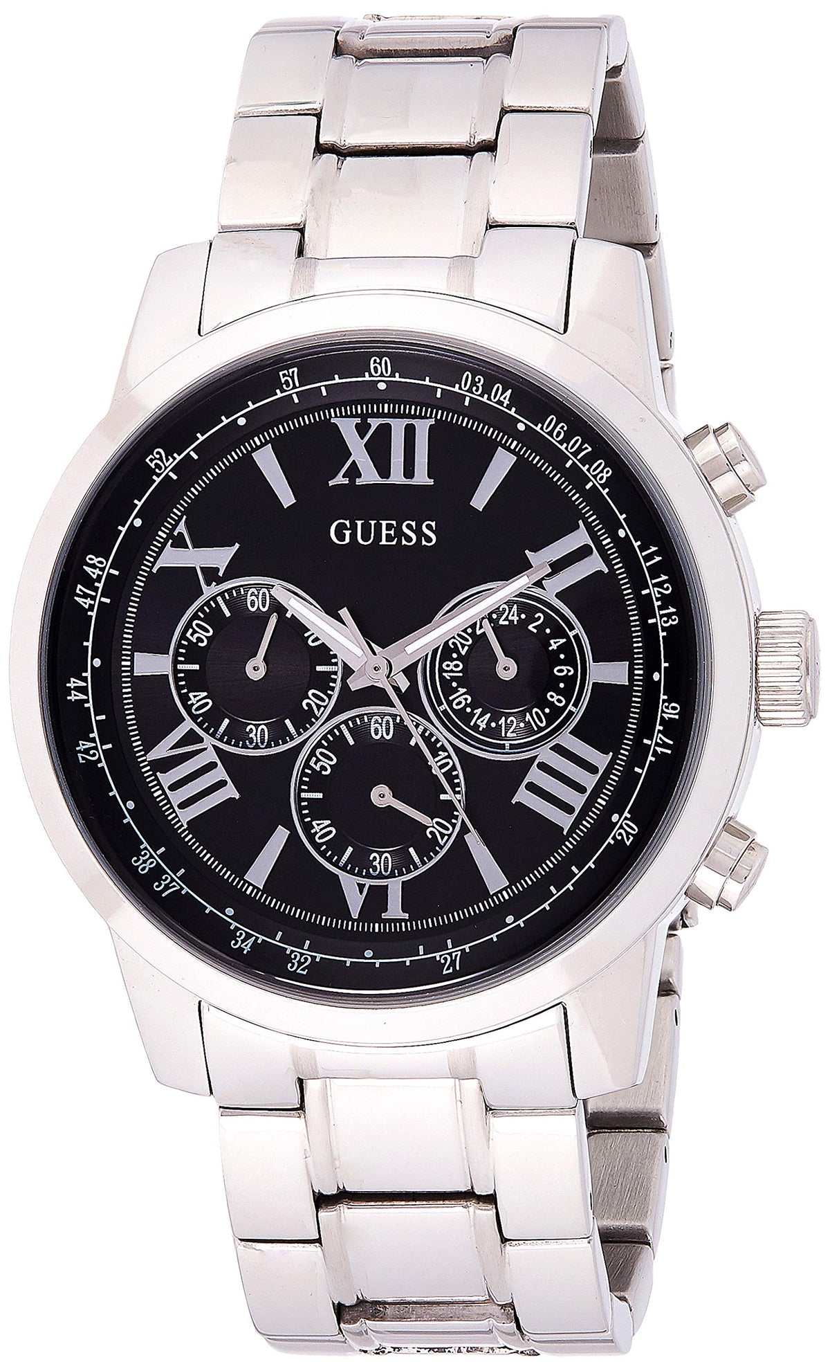 Shop Authentic Guess Horizon Chronograph Quartz Black Dial Silver Steel Strap Watch For Men - W0379G1 - Luxxuri
