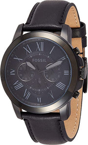  Shop Authentic Fossil Grant Chronograph Black Dial Black Leather Strap Watch for Men - FS5132 - Luxxuri