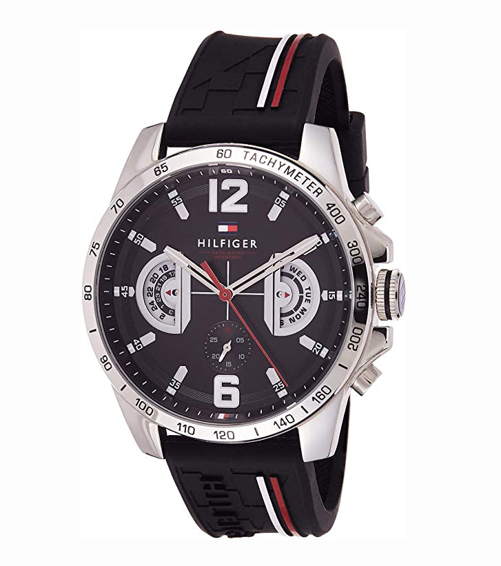  Shop Authentic Tommy Hilfiger Decker Quartz Black Dial Black Rubber Strap Watch for Men - 1791473 - Luxxuri