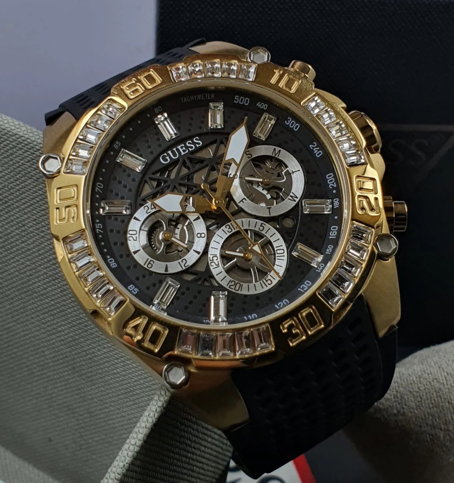  Shop Authentic Guess Trophy Multifunction Black Dial Black Rubber Strap Watch for Men - GW0333G2 - Luxxuri