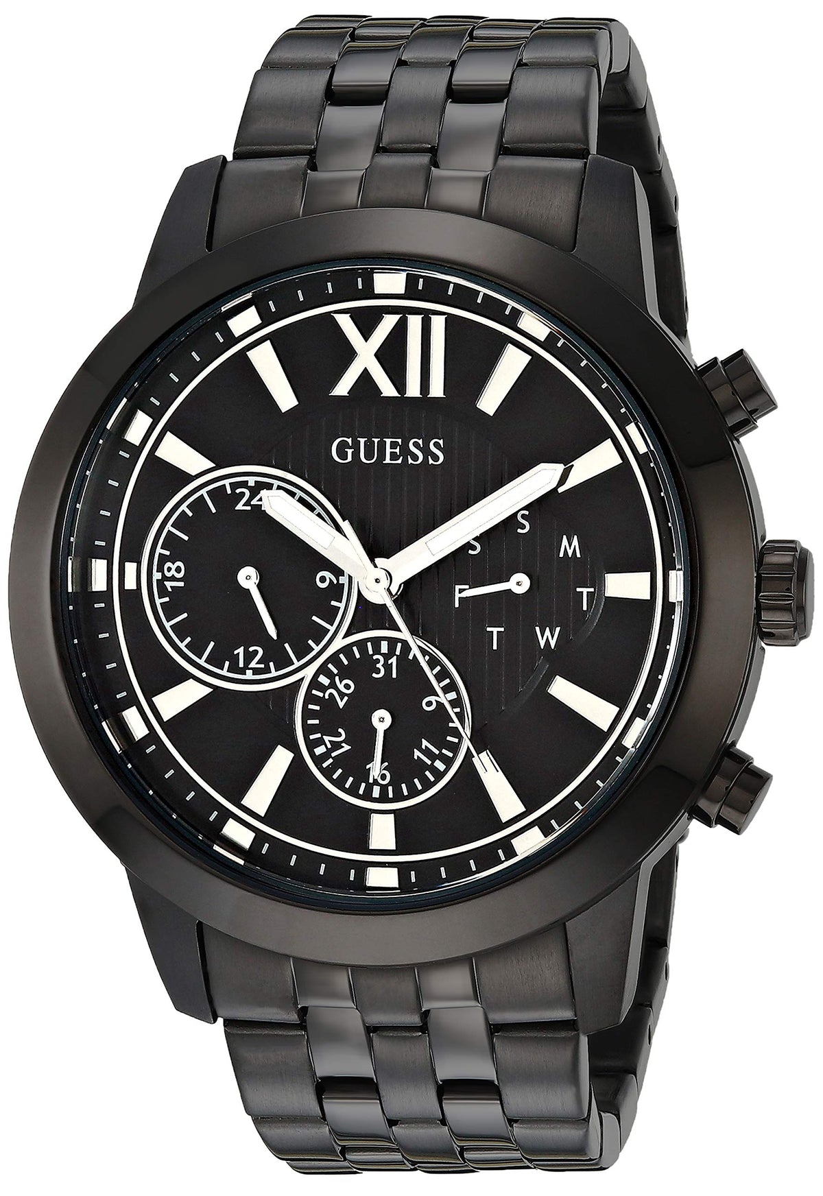  Shop Authentic Guess Horizon Chronograph Black Dial Black Steel Strap Watch For Men - W0379G2 - Luxxuri