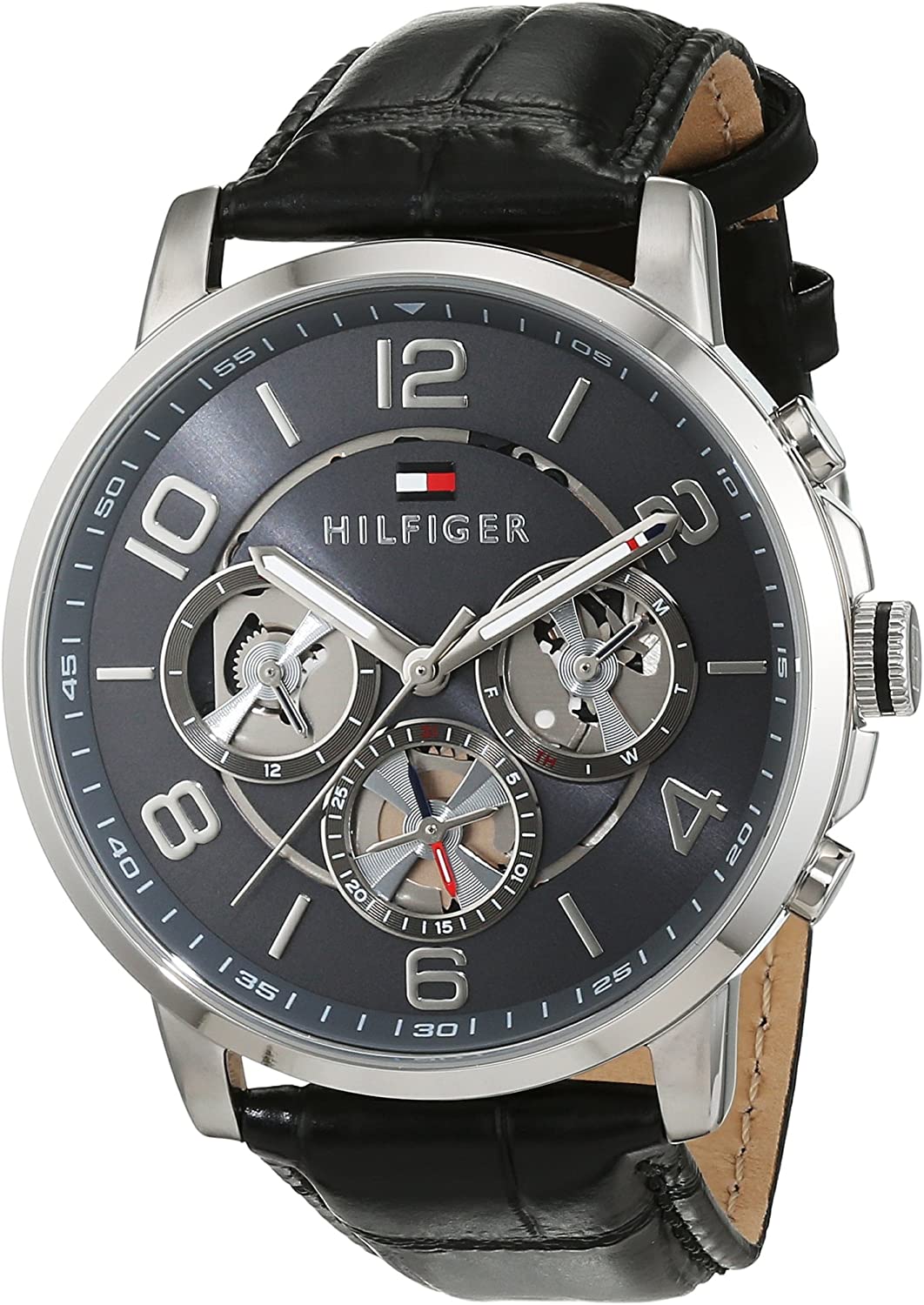  Shop Authentic Tommy Hilfiger Keagan Quartz Grey Dial Black Leather Strap Watch for Men - 1791289 - Luxxuri