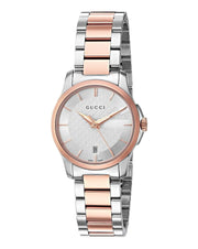  Shop Authentic Gucci G Timeless Silver Dial Two Tone Steel Strap Watch For Women - YA126564 - Luxxuri