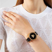  Shop Authentic Versace Palazzo Empire Greca Black Dial Black Leather Strap Watch for Women - VEDV00119 - Luxxuri