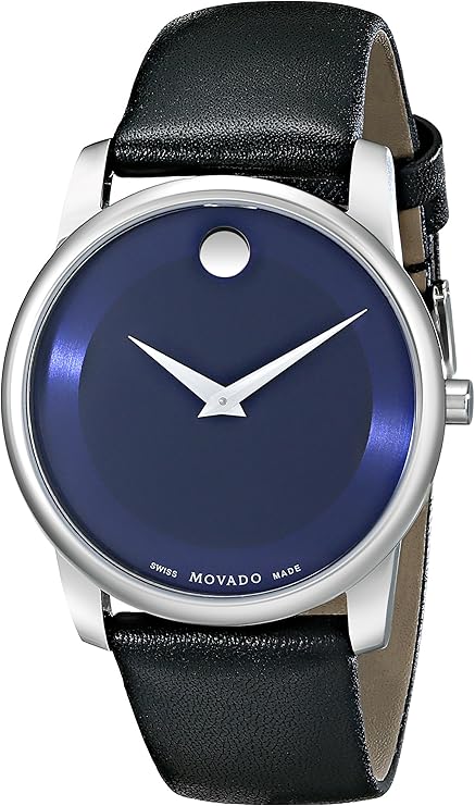  Shop Authentic Movado Museum Classic Blue Dial Black Leather Strap Watch for Men - 606610 - Luxxuri