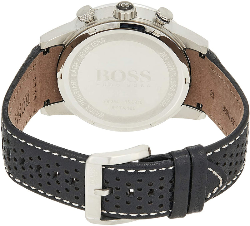  Shop Authentic Hugo Boss Rafale Chronograph Quartz Silver Dial Black Leather Strap Watch For Men - 1513403 - Luxxuri