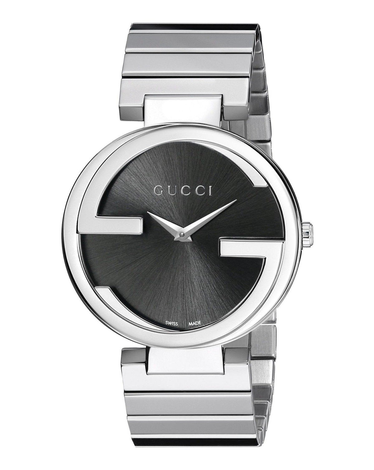 Shop Authentic Gucci G Interlocking Black Dial Silver Steel Strap Watch For Women - YA133307 - Luxxuri