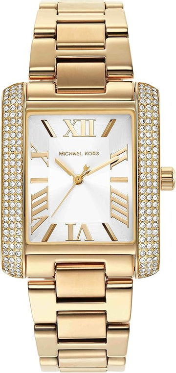  Shop Authentic Michael Kors Emery Three-Hand Crystals Silver Dial Gold Steel Strap Watch for Women - MK4643 - Luxxuri