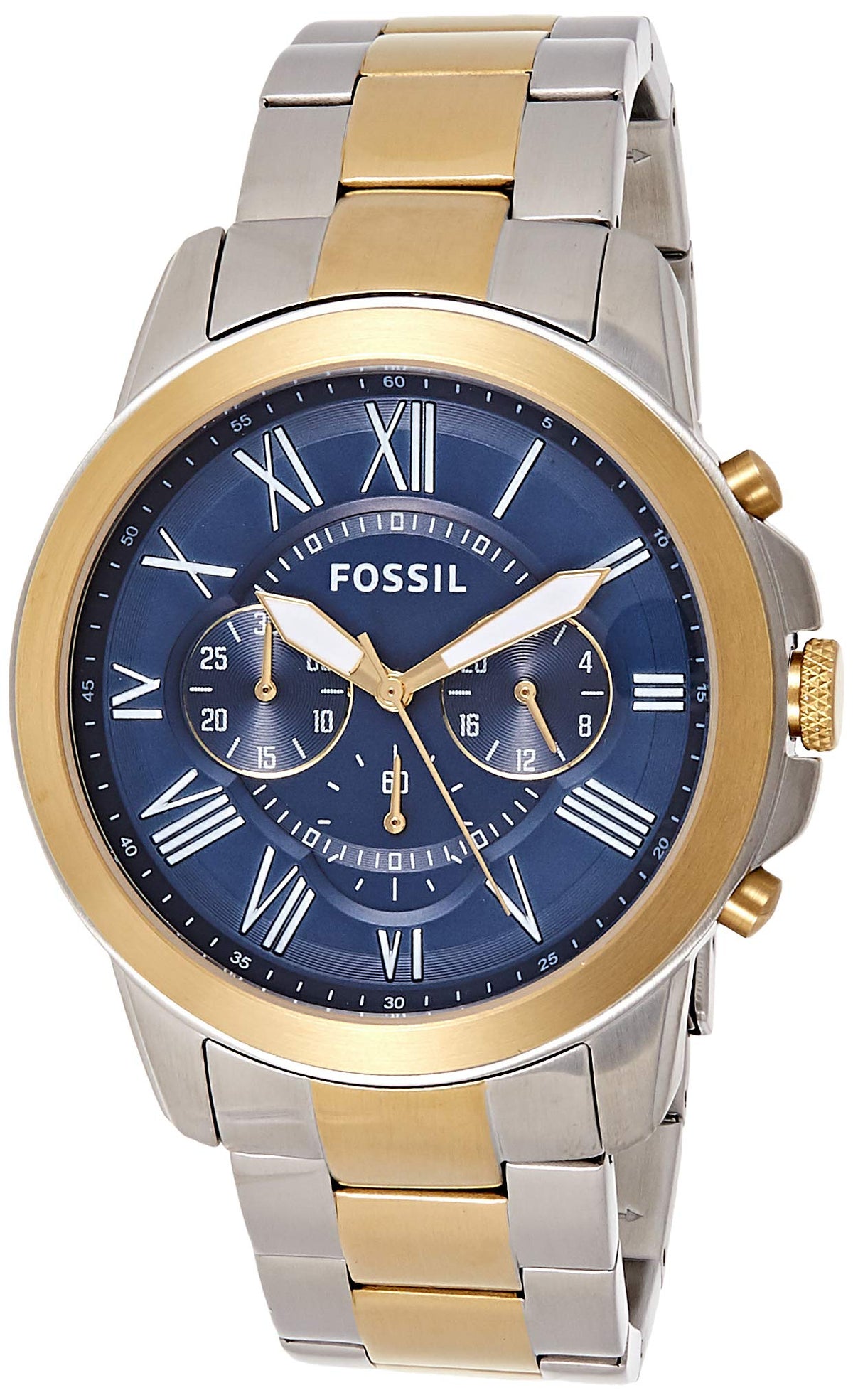  Shop Authentic Fossil Grant Chronograph Blue Dial Two Tone Steel Strap Watch for Men - FS5024 - Luxxuri
