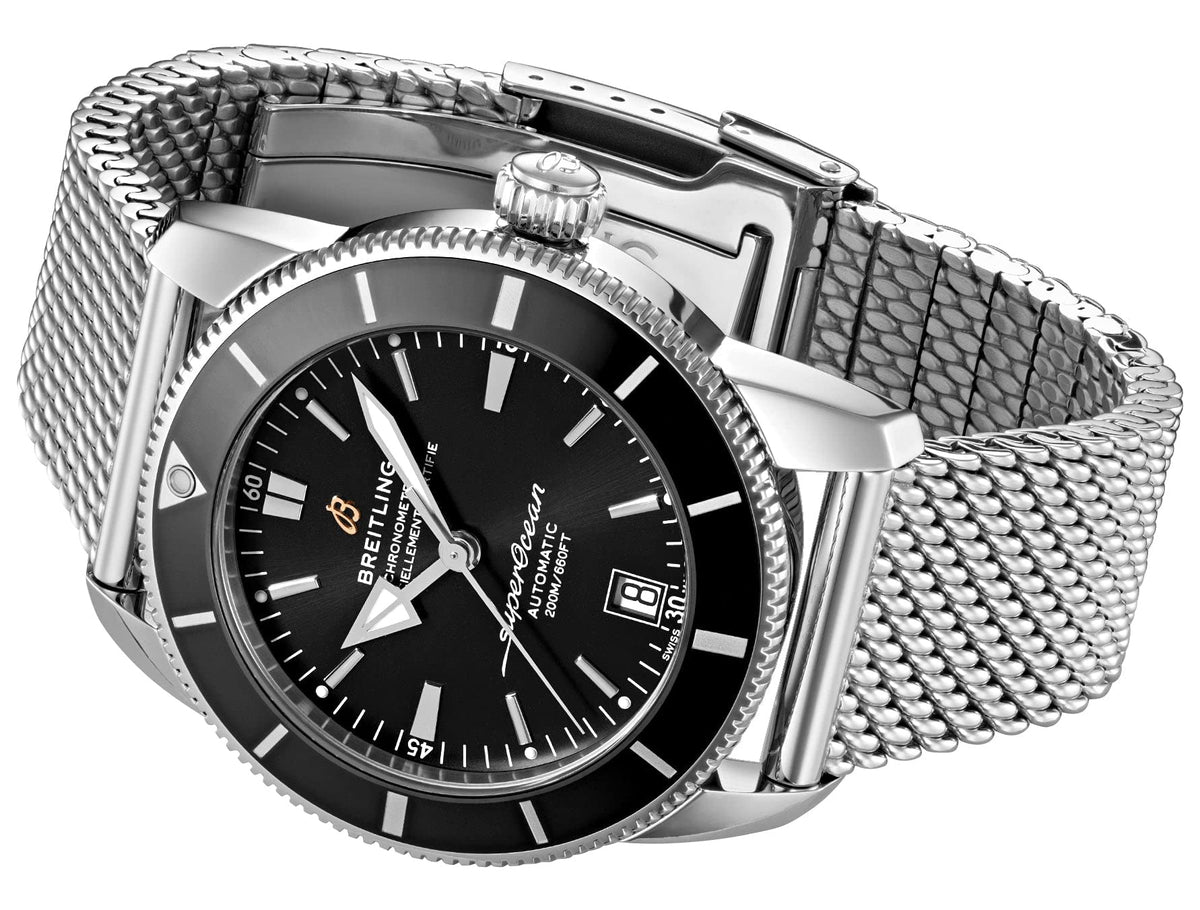  Shop Authentic Breitling Superocean Heritage B20 Automatic 42 Black Dial Silver Mesh Bracelet Watch for Men - AB2010121B1A1 - Luxxuri