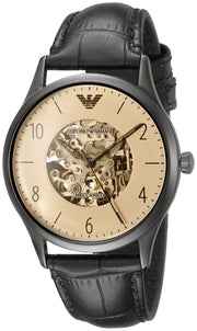  Shop Authentic Emporio Armani Meccanico White Dial Black Leather Strap Watch For Men - AR1923 - Luxxuri