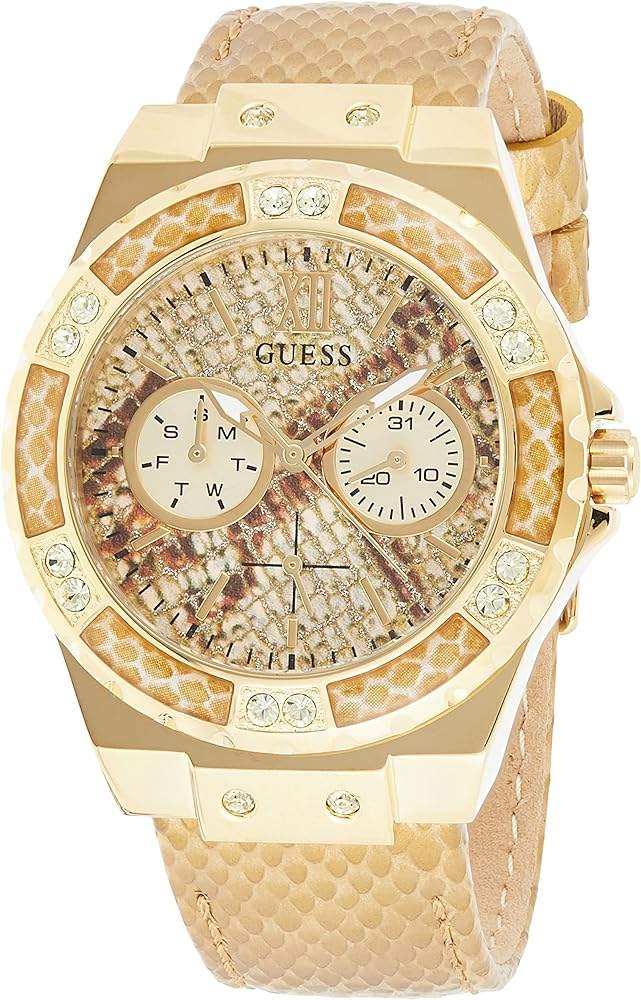  Shop Authentic Guess Limelight Quartz Gold Dial  Gold Leather Strap Watch For Women - W0775L13 - Luxxuri