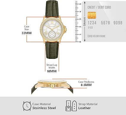  Shop Authentic Michael Kors Mini Everest Crystals White Dial Green Leather Strap Watch for Women - MK4720 - Luxxuri
