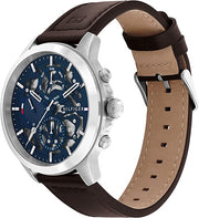  Shop Authentic Tommy Hilfiger Henry Chronograph Blue Dial Brown Leather Strap Watch For Men -1710476 - Luxxuri