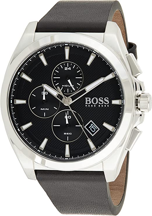  Shop Authentic Hugo Boss Grandmaster Chronograph Black Dial Black Leather Strap Watch for Men - 1513881 - Luxxuri