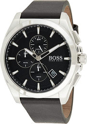  Shop Authentic Hugo Boss Grandmaster Chronograph Black Dial Black Leather Strap Watch for Men - 1513881 - Luxxuri