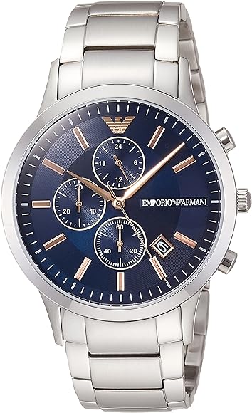  Shop Authentic Emporio Armani Renato Chronograph Blue Dial Silver Steel Strap Watch For Men - AR11458 - Luxxuri